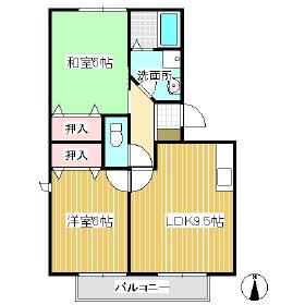 コーモドST B棟(2LDK/1階)の間取り写真