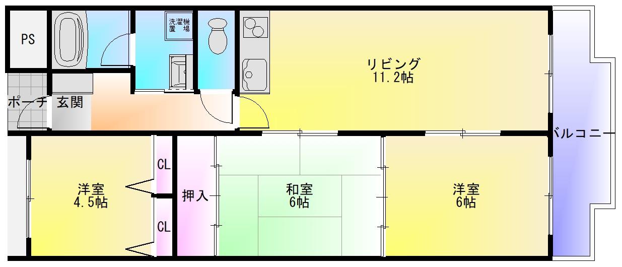 ラルゴ久宝寺(3LDK/3階)の間取り写真