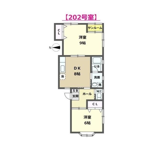 ラフォール(2DK/2階)の間取り写真