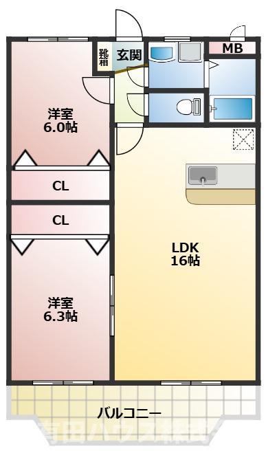 寺ノ元レジデンス(2LDK/1階)の間取り写真