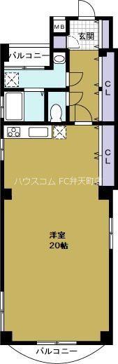 エレガンス山口(ワンルーム/4階)の間取り写真