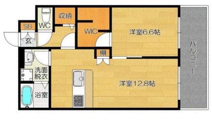 ケイジェイ博多住吉ビル(1LDK/2階)の間取り写真