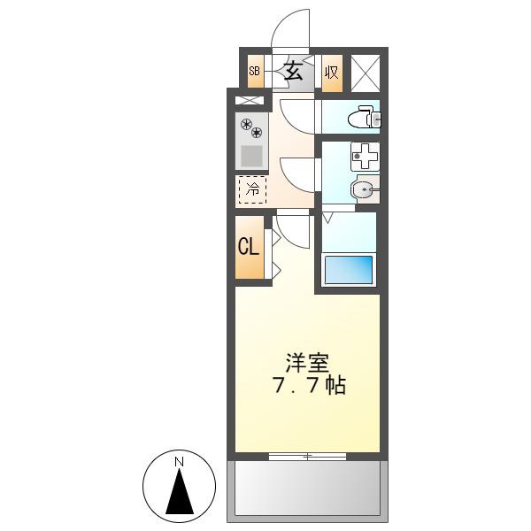 S-RESIDENCE堀田ノース II(1K/2階)の間取り写真