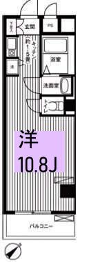 ベイ・イースト(1K/2階)の間取り写真