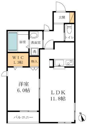 THE RESIDENCE(1LDK/3階)の間取り写真