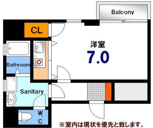 リバーフロント上大須賀(1K/5階)の間取り写真