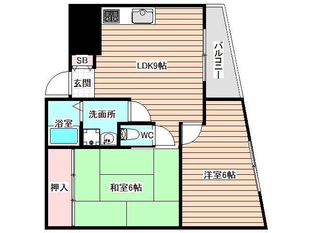 ボヌール旭(2LDK/4階)の間取り写真