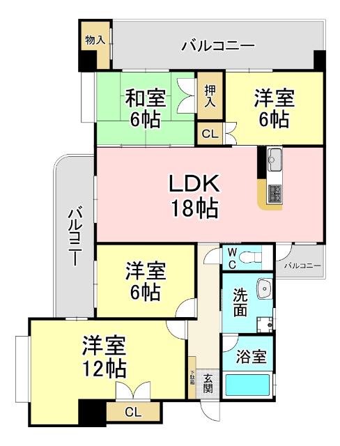 アルファシティ徳力(4LDK/3階)の間取り写真