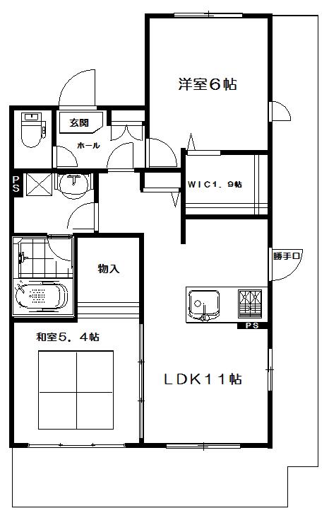 PRIMEVERE イースト(2LDK/1階)の間取り写真