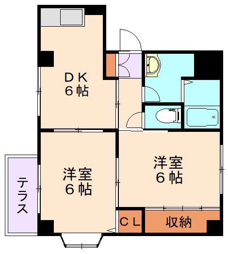 サニ-コートB(2DK/2階)の間取り写真