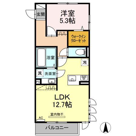 熊本県上益城郡嘉島町 3階建 築6年(1LDK/3階)の間取り写真