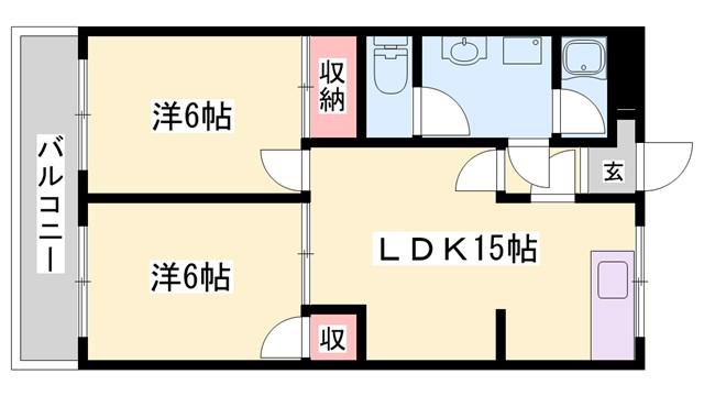 グランコート滝野(2LDK/3階)の間取り写真