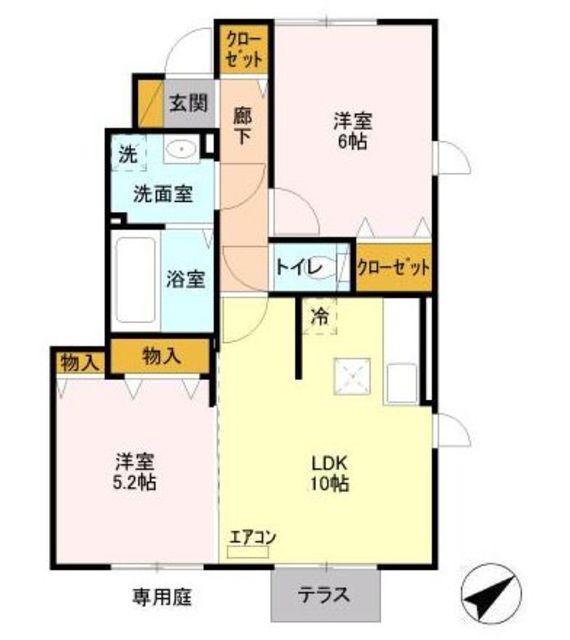 カーサ・ドマーニB(2LDK/1階)の間取り写真
