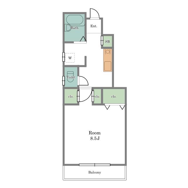 Fフラット油面(1K/1階)の間取り写真