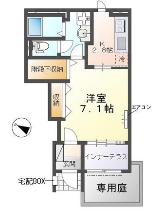 グランアサヒ(1K/1階)の間取り写真
