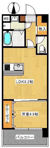 ビクトワール歯大前(1LDK/7階)の間取り写真