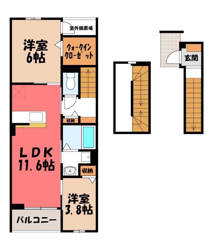 ミルト ブリッサ 大原(2LDK/3階)の間取り写真