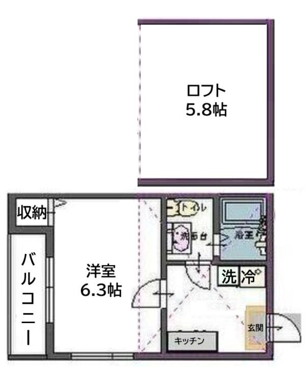 ドリームI(1K/2階)の間取り写真