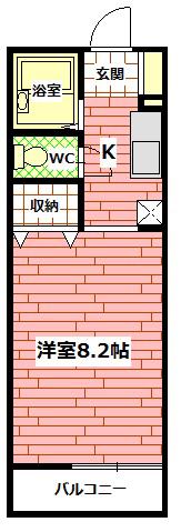 セジュール(ワンルーム/1階)の間取り写真