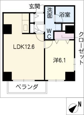 LINDA(1LDK/8階)の間取り写真
