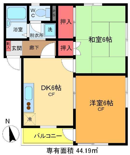 メゾンアーバン(2DK/2階)の間取り写真