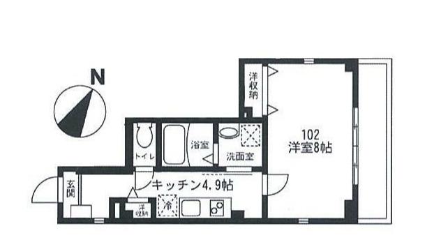 PLATEIA東松原(1K/1階)の間取り写真