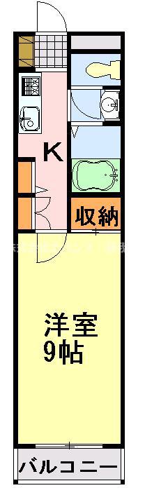 さらしなビル(1K/2階)の間取り写真