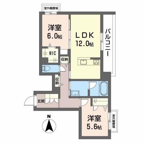 シャーメゾン グランド ビュイソン(2LDK/3階)の間取り写真