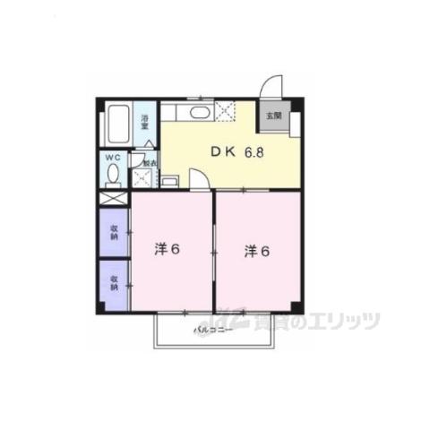 ムーンパディーⅠ(2DK/1階)の間取り写真