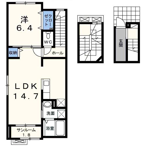 ルミエール・東横(1SLDK/3階)の間取り写真
