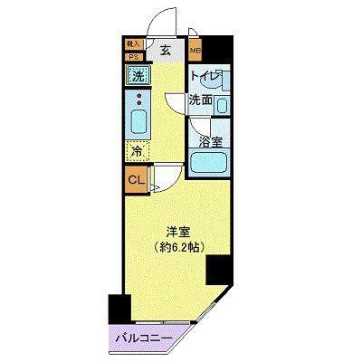 プレールドゥーク川崎(1K/8階)の間取り写真