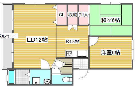 SKレジデンス(2LDK/1階)の間取り写真