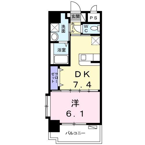 メゾンドソレイユ(1DK/6階)の間取り写真