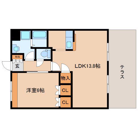 プリンセスタウン(1LDK/1階)の間取り写真