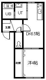 クリア砂川(1DK/1階)の間取り写真