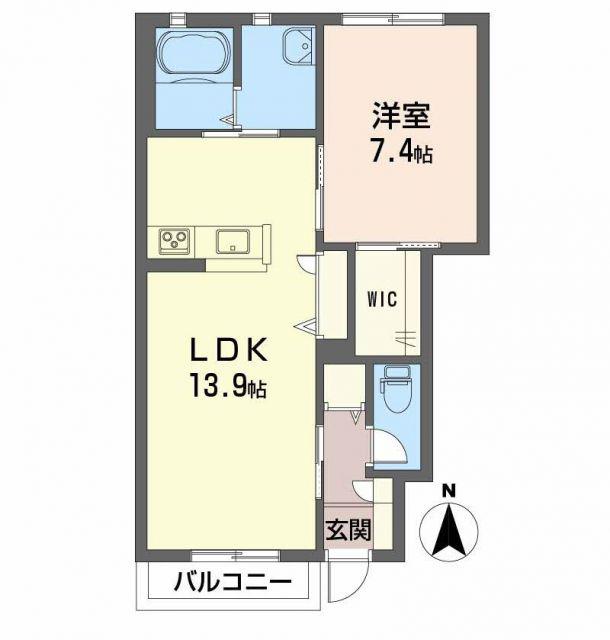 グランマスト古川北C(1LDK/1階)の間取り写真