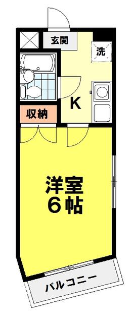 ルピナス(1K/2階)の間取り写真
