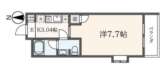 スリジェ・M(1K/2階)の間取り写真