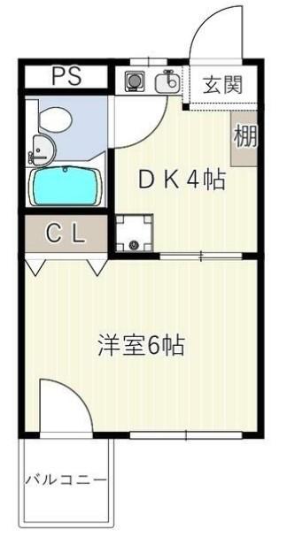 サンハイツ与野(1DK/2階)の間取り写真