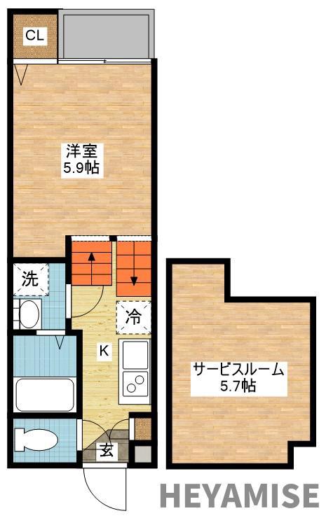 ヴィオラ金堀(1SK/1階)の間取り写真