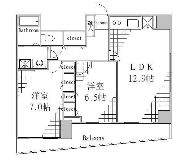 フローレンス森山(2LDK/5階)の間取り写真