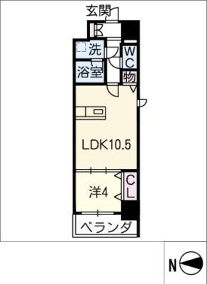 大須日出マンション(1LDK/5階)の間取り写真