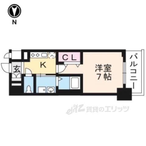 ベラジオ雅び烏丸十条(1K/7階)の間取り写真