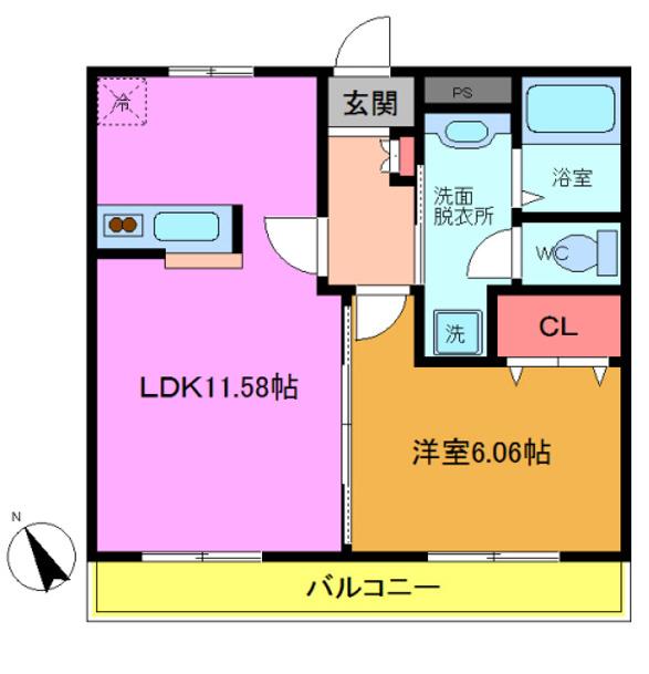 GRACESASA(1LDK/1階)の間取り写真