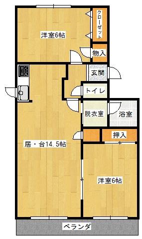 ヨーク高台II(2LDK/1階)の間取り写真