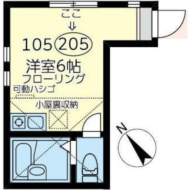 ユナイト大島上町 ポール・デュカス(ワンルーム/2階)の間取り写真
