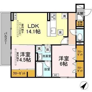 SHINE FORT(2LDK/1階)の間取り写真