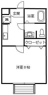 プランドールA棟(1K/2階)の間取り写真