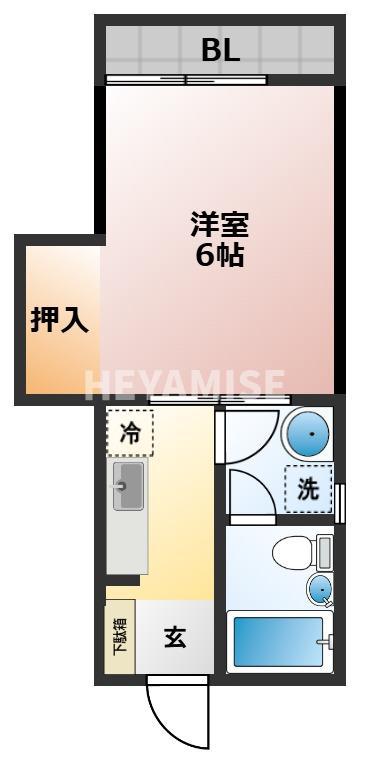 コーポK(1K/1階)の間取り写真