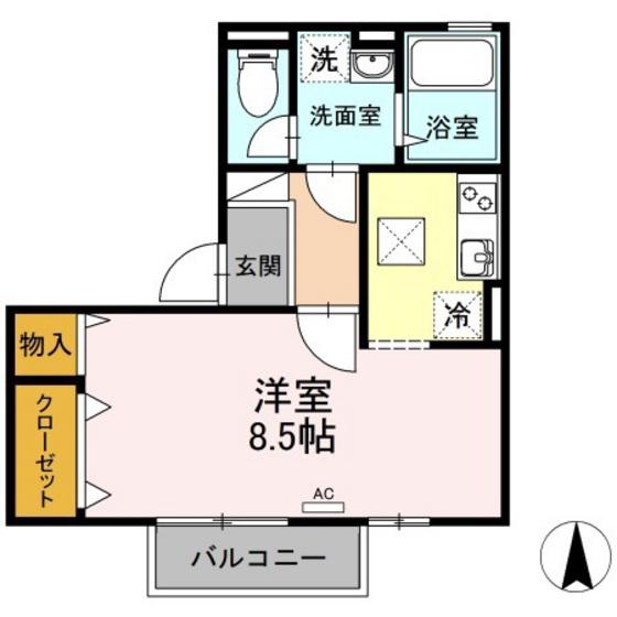 セジュール・ダンケ(ワンルーム/1階)の間取り写真